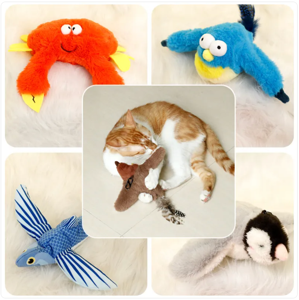 Interactive Plush Pet Toy - Fish & Bird