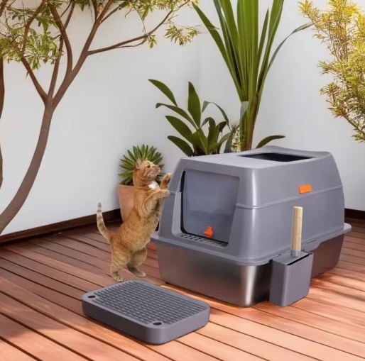 Stainless Steel Enclosed Cat Litter Box