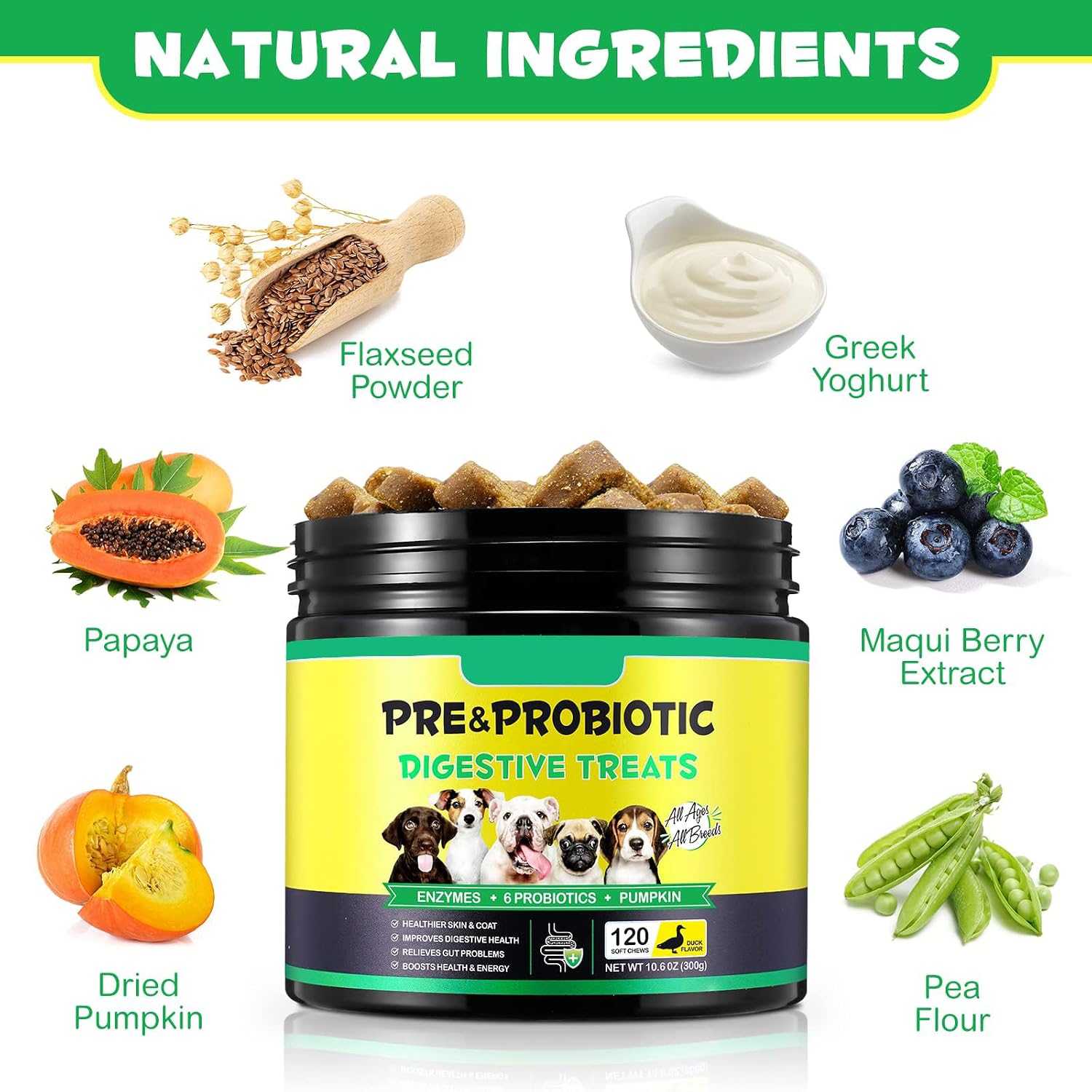 Probiotic and digestive enzyme supplement for dogs