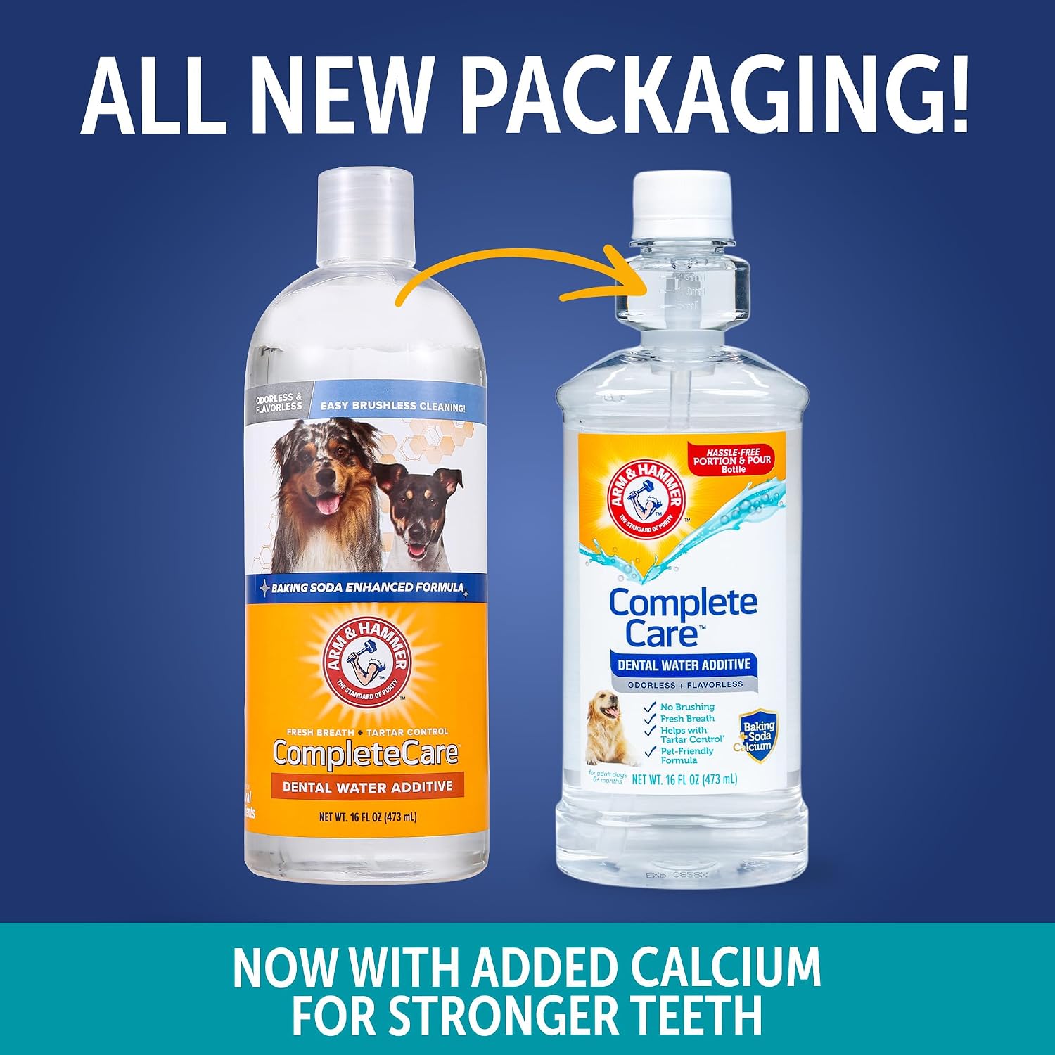 Dental water additive being added to dog water bowl