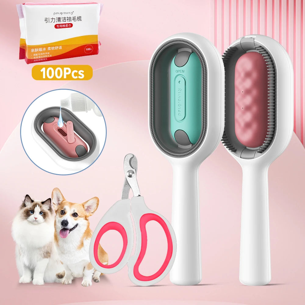 Double-sided deshedding brush for cats and dogs