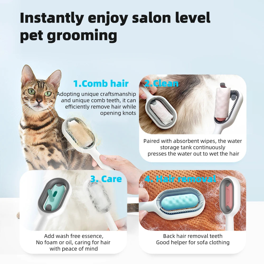 Self-cleaning button releases collected fur