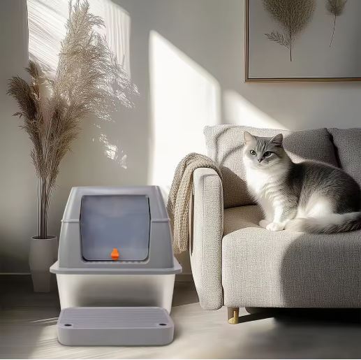 Stainless Steel Enclosed Cat Litter Box