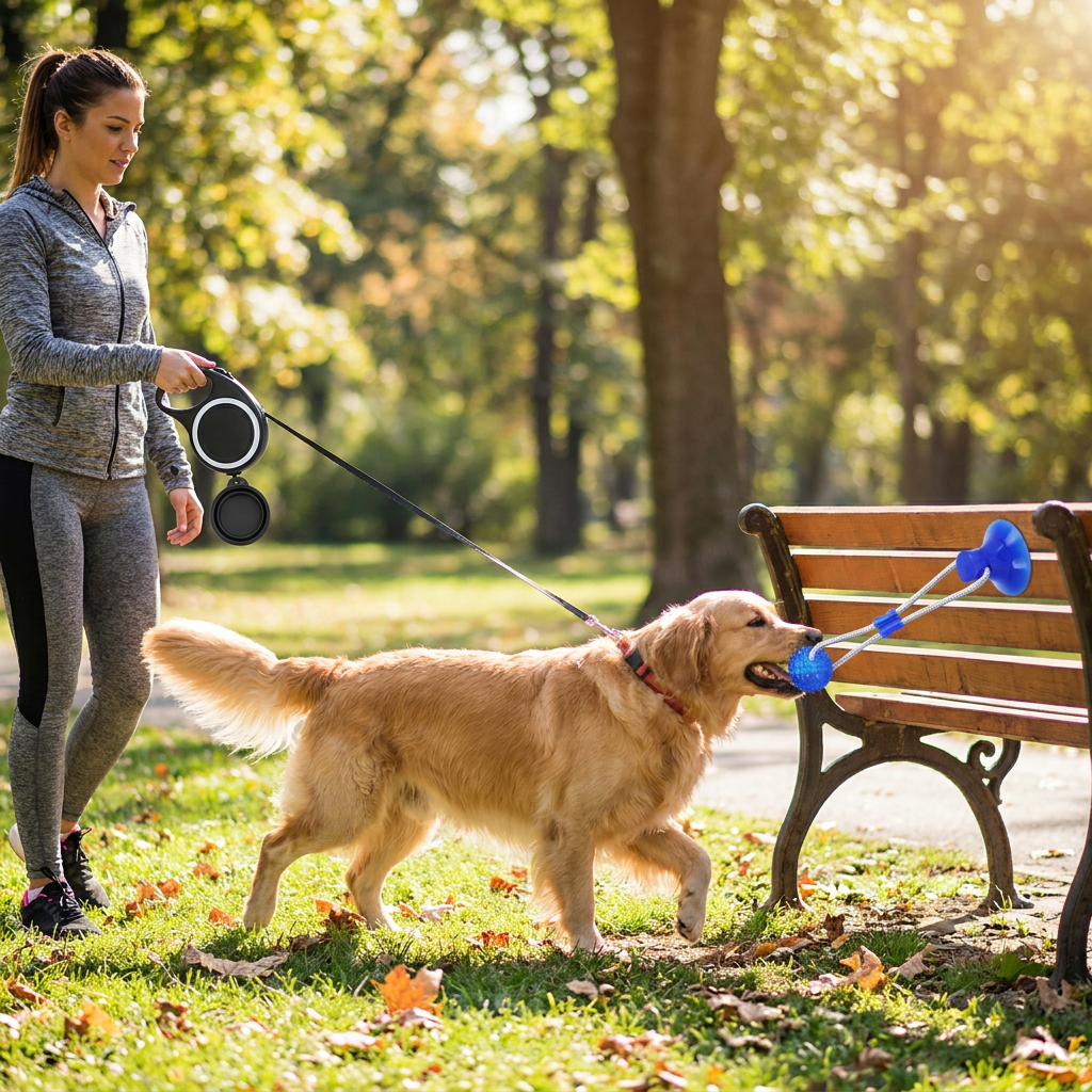 Pet Leash, Water Bottle & Cup Set